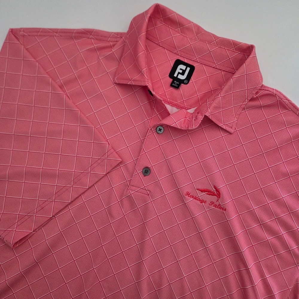 FootJoy Polo Shirt Pink Diamond Grid Heritage Palms Mens 2XL